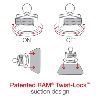 RAM-B-166U-C:RAM-B-166U-C_2:RAM Twist-Lock™ Suction Cup Double Ball Mount - Long