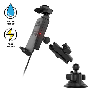 RAM® Quick-Grip™ 15W Waterproof Wireless Charging Suction Cup Mount