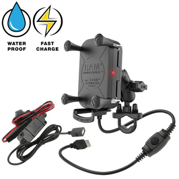 RAM® Tough-Charge™ 15W Waterproof Wireless Charging Motorcycle Mount