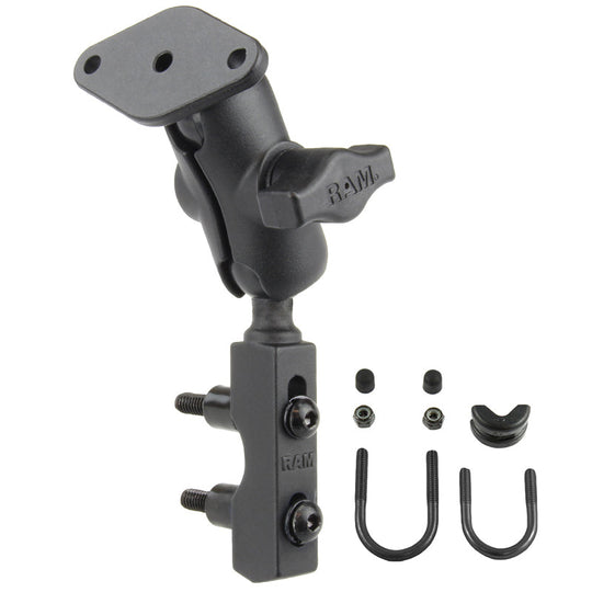 RAM® Motorcycle Brake/Clutch Reservoir Mount with Diamond Plate - Short