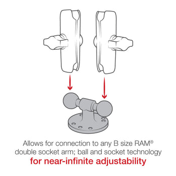 RAM-B-217U:RAM-B-217U_2:RAM Double Ball Adapter with Round Base - B Size