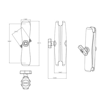 VAZESWIN Double Socket Arm 3.5" Aluminum Alloy Short Arm Compatible With RAM Mount C Size 1.5" Ball Components