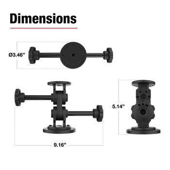 RAM® Dual Straight Pivot Magnetic Mount with Knob