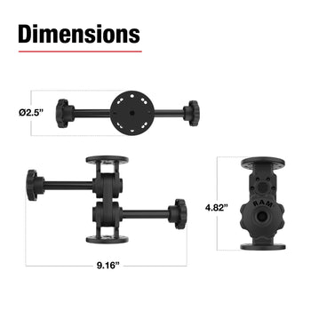 RAM® Dual Straight Pivot Mount with Knob