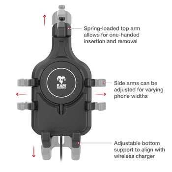 RAM® Quick-Grip™ Pro Suction Cup Mount with Qi2 15W Wireless Charger