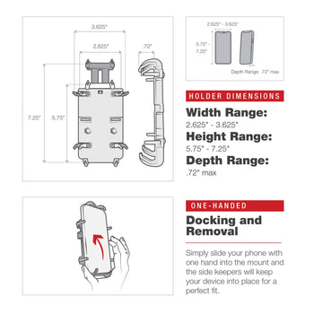 RAM® Quick-Grip™ XL Phone Mount with Rotating Low-Profile Tough-Claw™